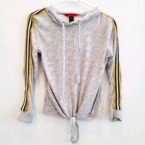 Hot Kiss Gray Hoodie Size Small with Tie upfront